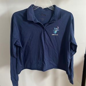 Disney Stitch Cropped Collared long sleeve shirt